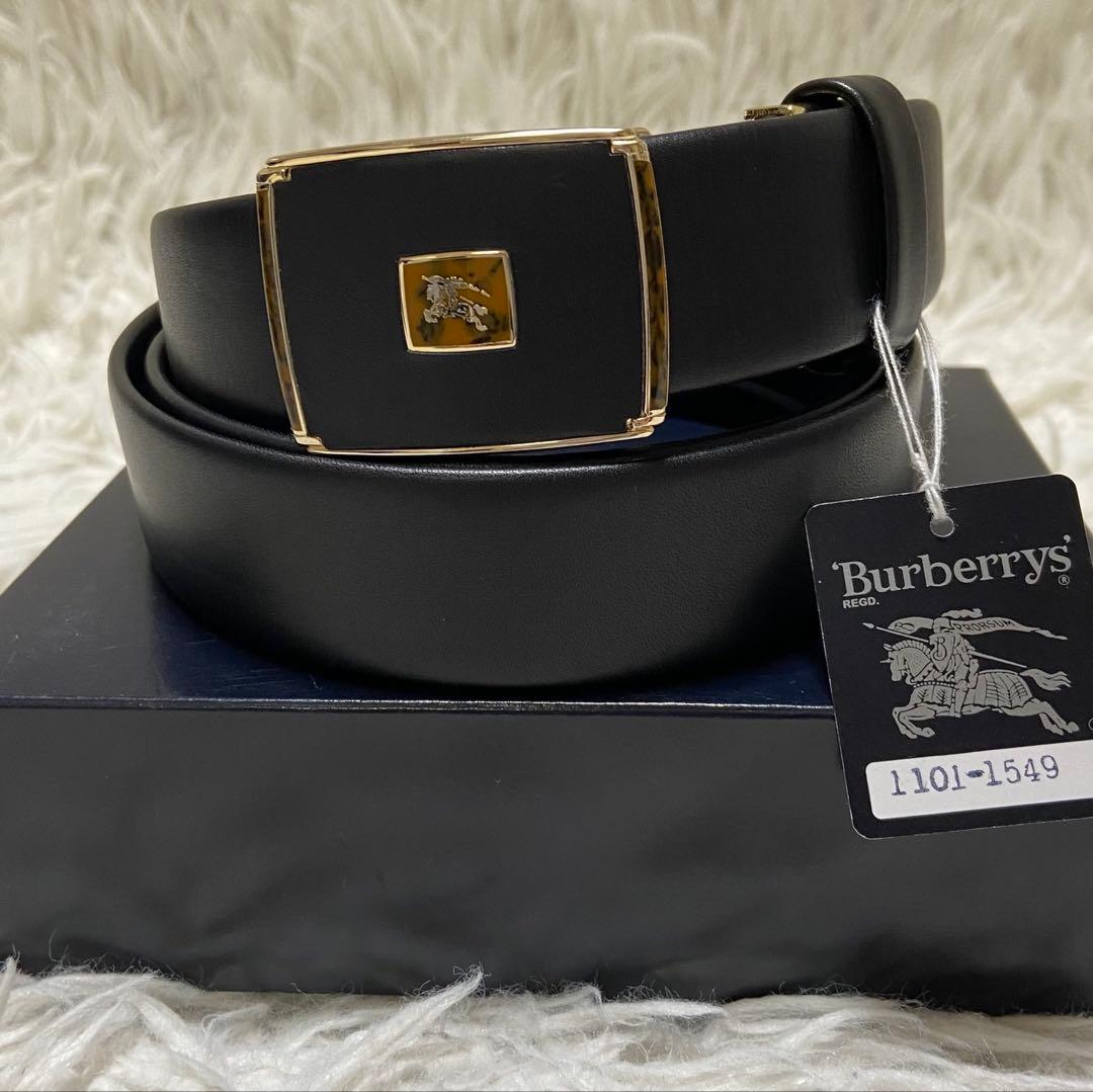 新品未使用 Burberrys バーバリーズ 本革ベルト ゴールドロゴ 箱付