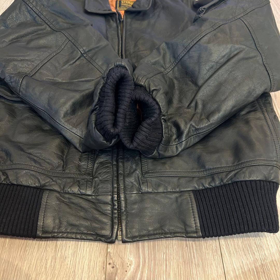 ヴィンテージ 本革 Steiner レザーMA-1 フライトジャケット L 黒