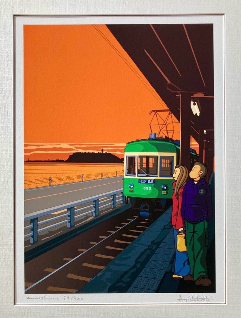 ジュジュタケシ　Juju Takeshi 額装　イラスト「enoshima」