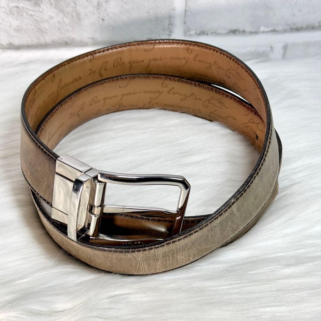 ベルルッティ レザー ベルト ヴァーサタイル リバーシブル カリグラフィー 茶色