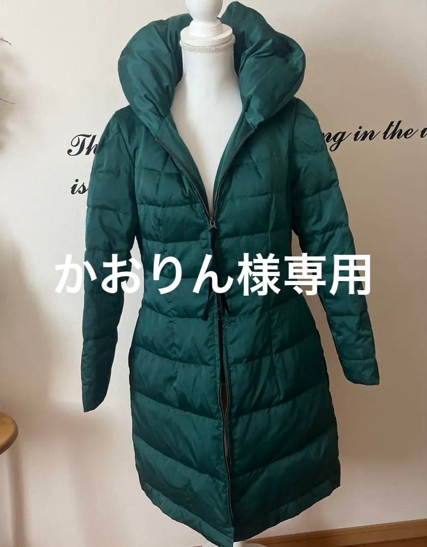 ダークグリーン ロング丈ダウンジャケットコート