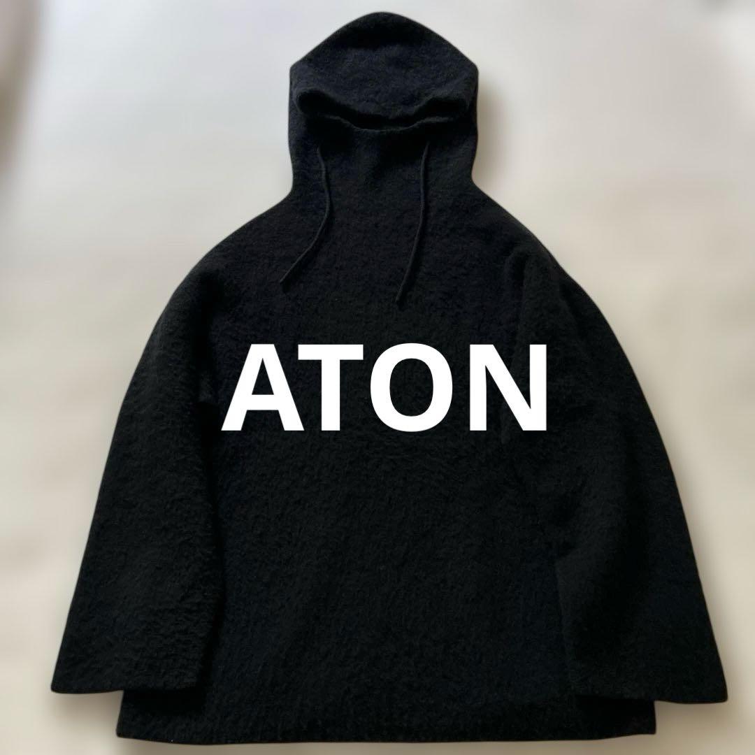 エイトン　ファーカシミヤ ニット　黒　02 レディース】ROYAL CASHMERE FUR CREWNECK SWEATER | ATON(エイトン