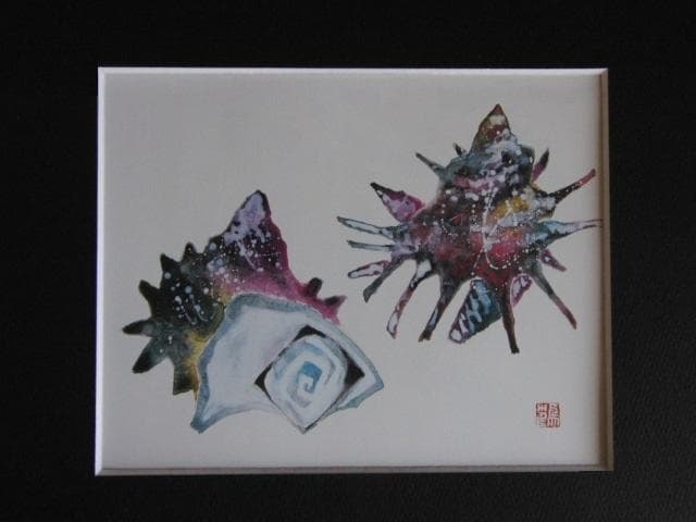 片岡鶴太郎、【さざえ】、希少な額装用画集より、美品、日本人画家、新品額装付