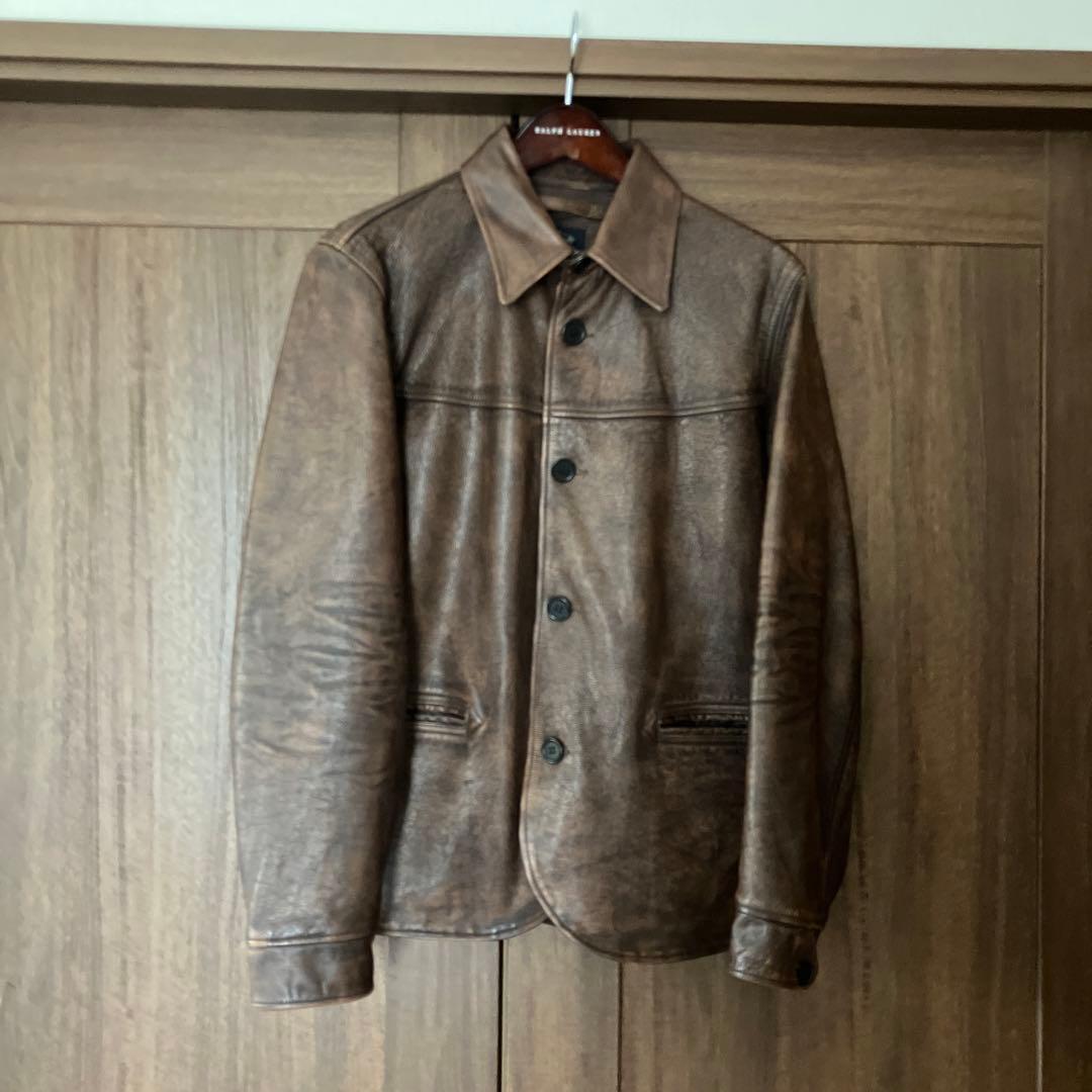 ダブルアールエルラルフローレンRRL木村拓哉レザーカーコートブラウン