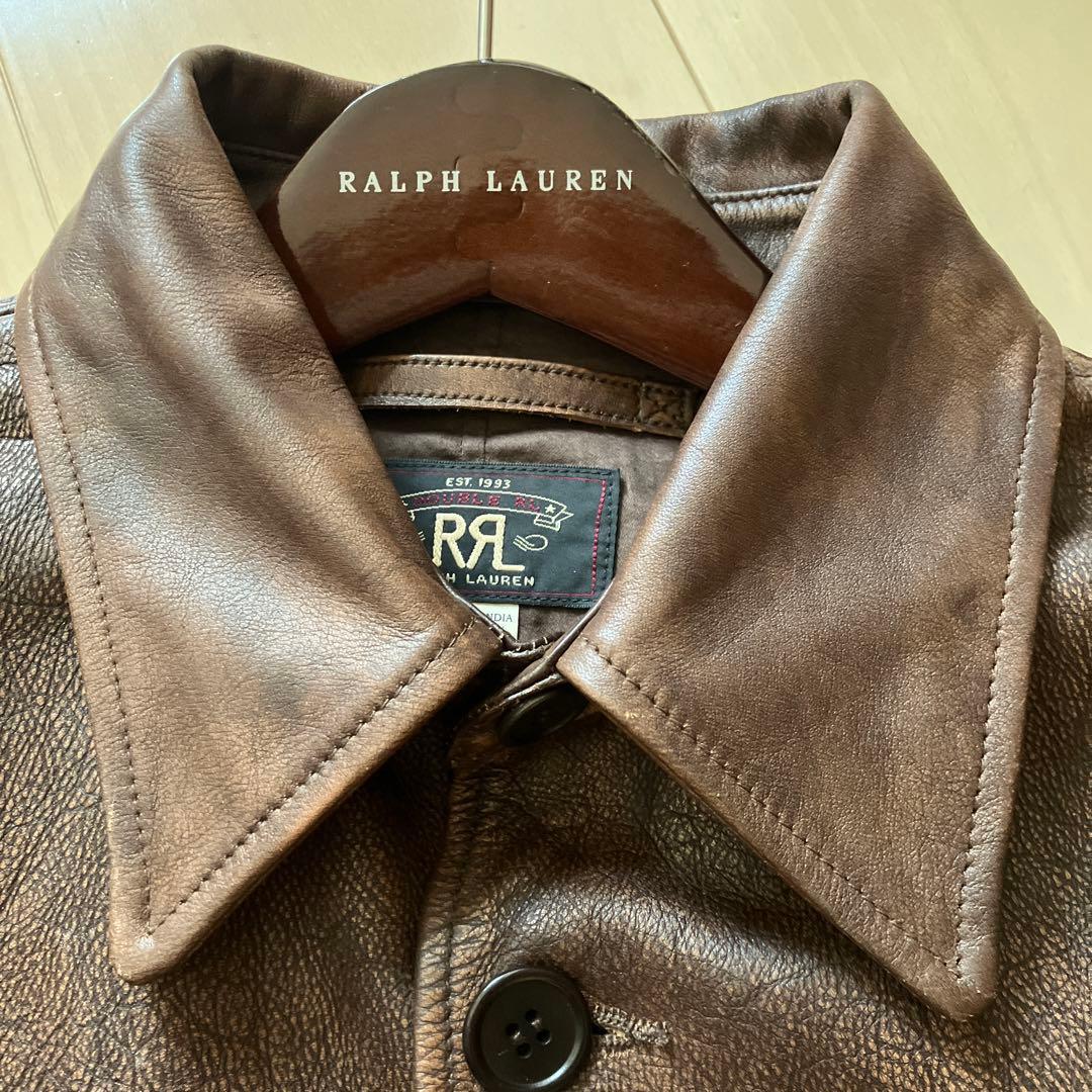 ダブルアールエルラルフローレンRRL木村拓哉レザーカーコートブラウン