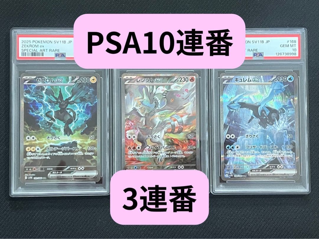 PSA10 BW 3連番 ゼクロム レシラム キュレム SAR ポケカ