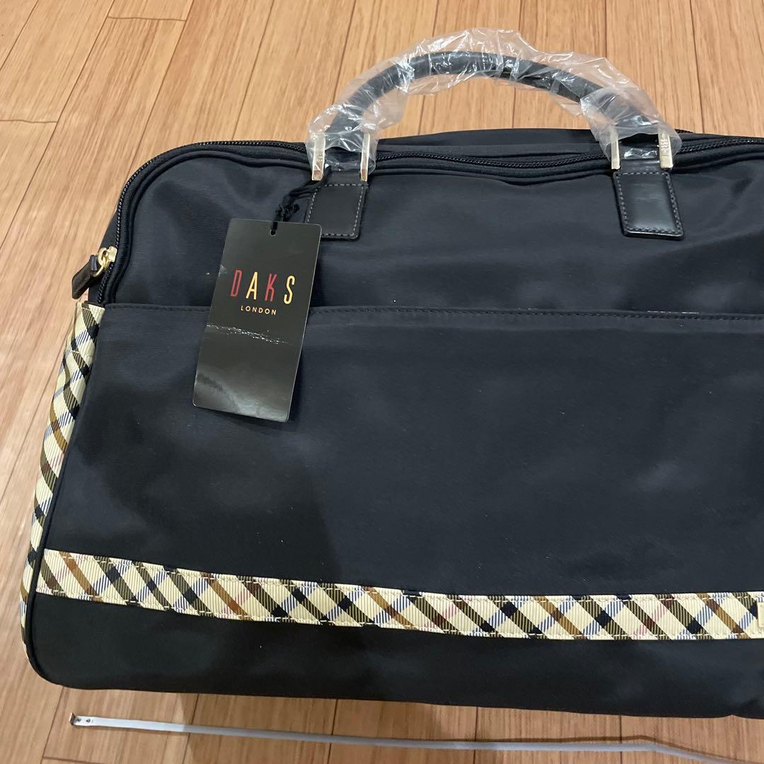 DAKS ビジネスバッグ ブラック 美品 DAKS ダックス 2way ビジネスバッグ シャドーチェック 鍵付 黒