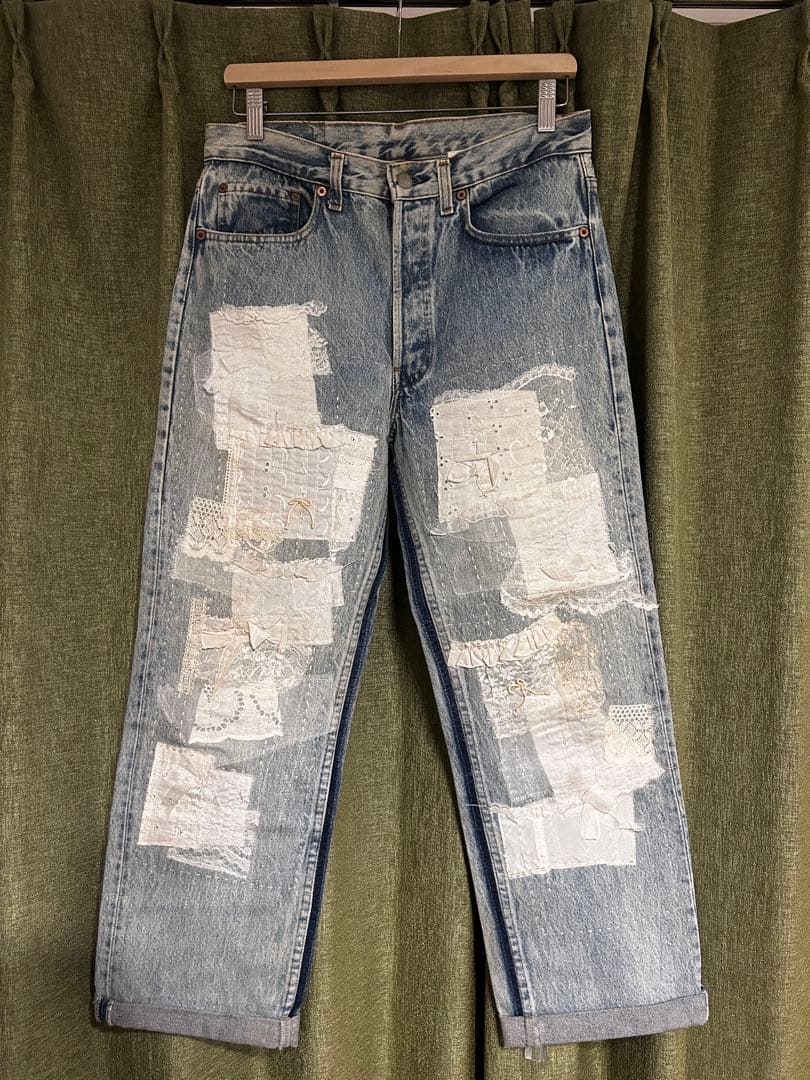 【1点物】keisukekanda レースパッチワークリボンデニム