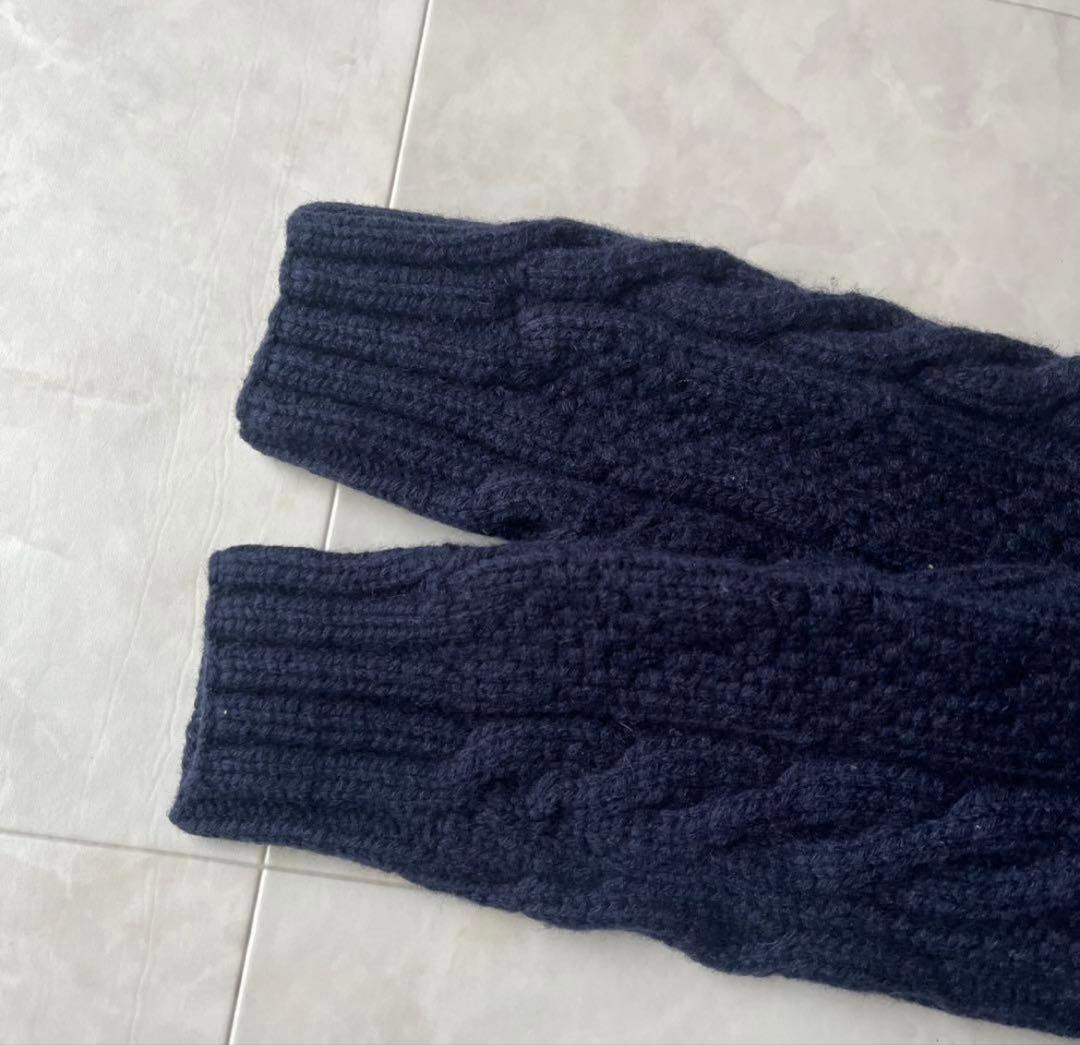 ポロラルフローレン ハンドニット 肉厚 タートルネックケーブル 紺 M