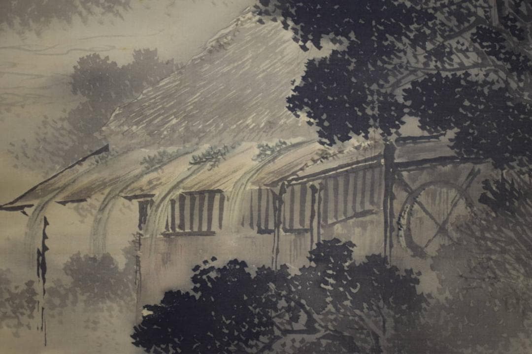 真作/今尾景年/山水民家水車図/桐箱二重箱付/布袋屋掛軸HJ-368 12e3718aafda9d4c2bab53a4eb581c