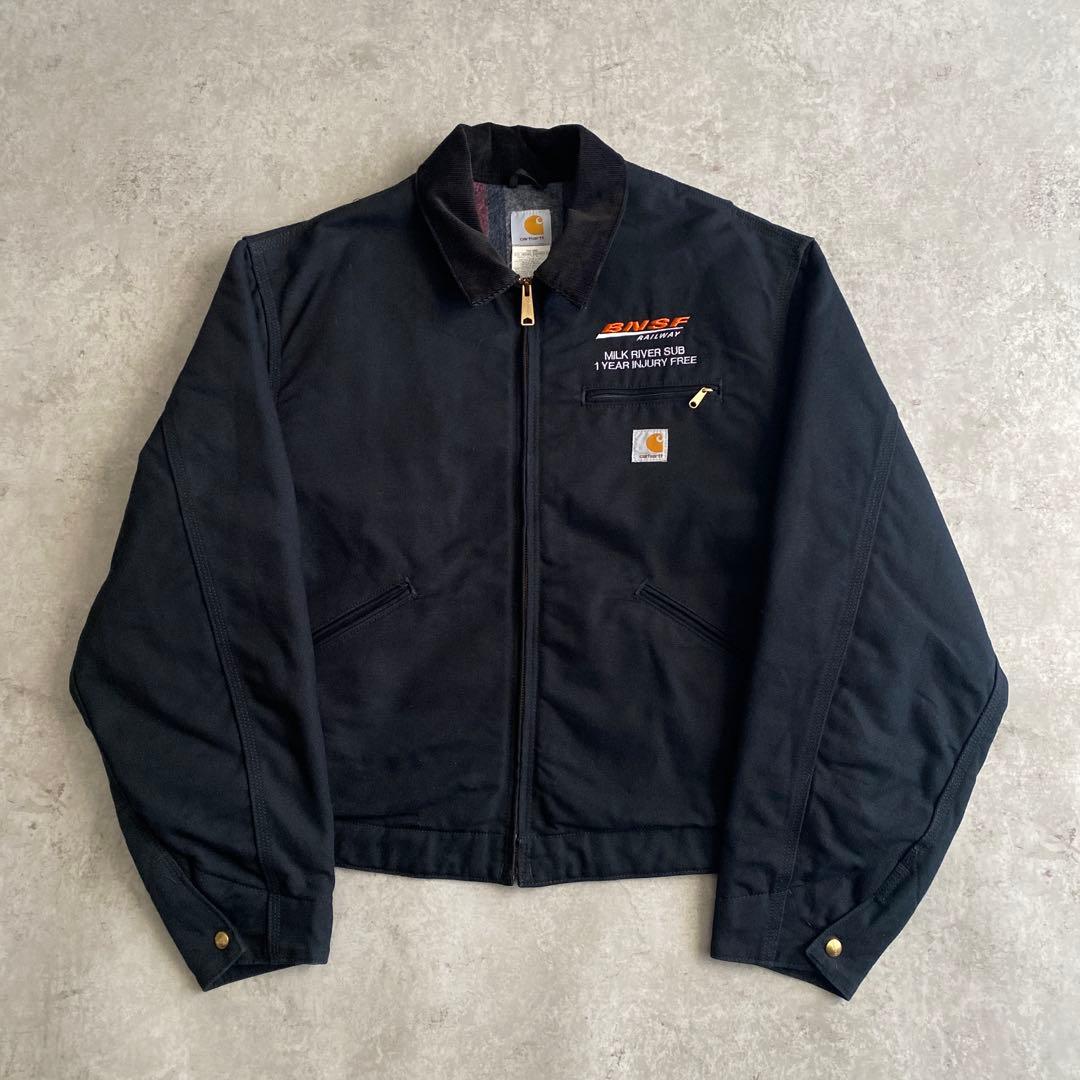 美品 カーハート デトロイトジャケット 企業ロゴ 黒 ブラック XL