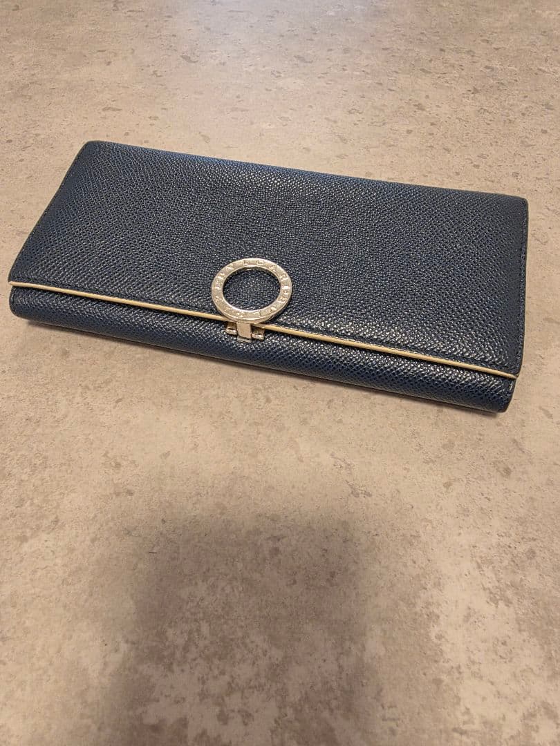 ネイビー 長財布 BVLGARI