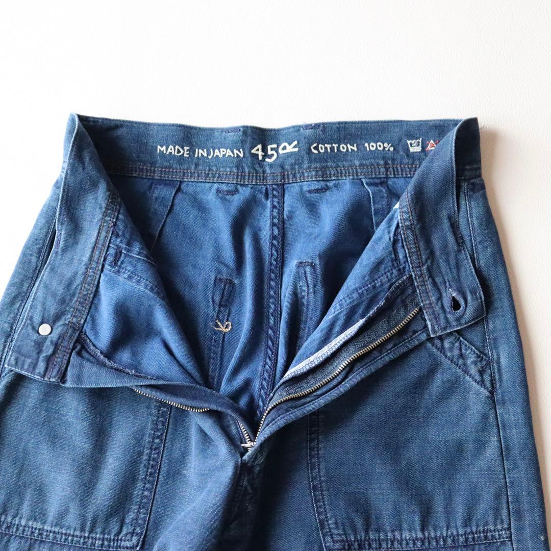 5068【美品】45R ゴマデニムの908ペインター（加工）藍色 ハイウェスト