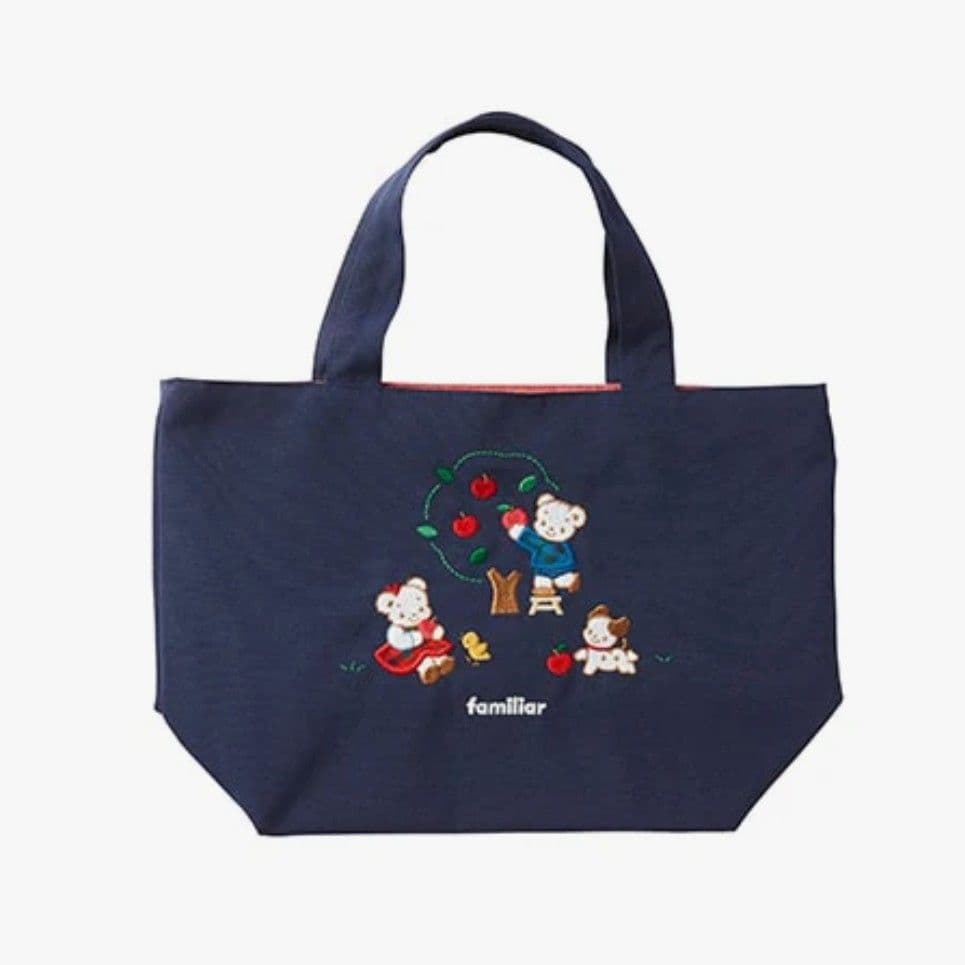✨新品タグ付✨ファミリア familiar☆トートバッグ 刺繍 ネイビー
