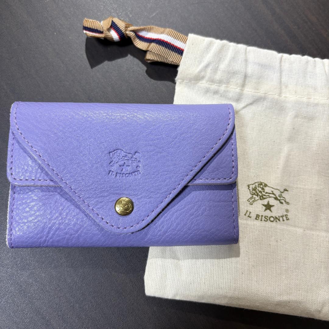 【新品未使用】イルビゾンテ 名刺入れ カードケース ラベンダー パープル 名刺入れ レディース レザー 大容量 50枚収納 名刺ケース カードケース