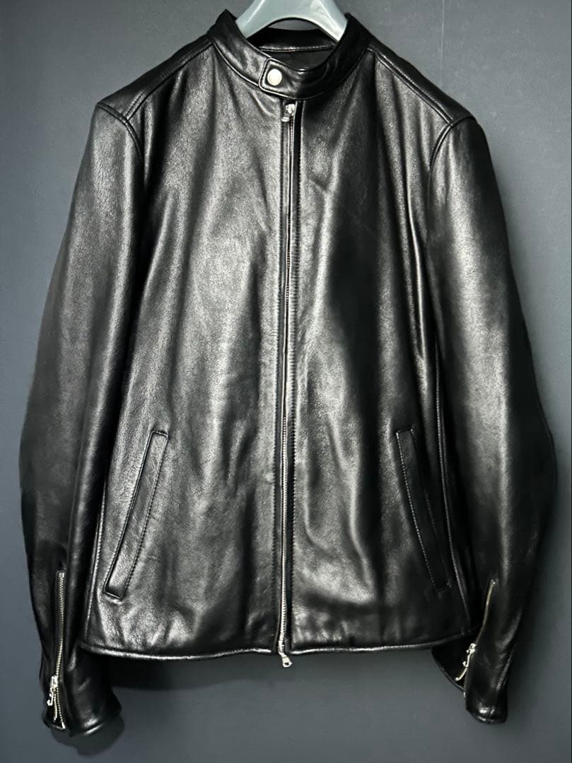 Lサイズ◎NANO UNIVERSE 羊革 滑らかラムレザー シングルライダース NANO universe（ナノ・ユニバース） 革ジャン ライダース ラムナッパ