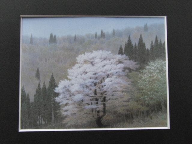 坪内滄明、【春里】、希少な額装用画集画、新品高級額 額装付、状態良好