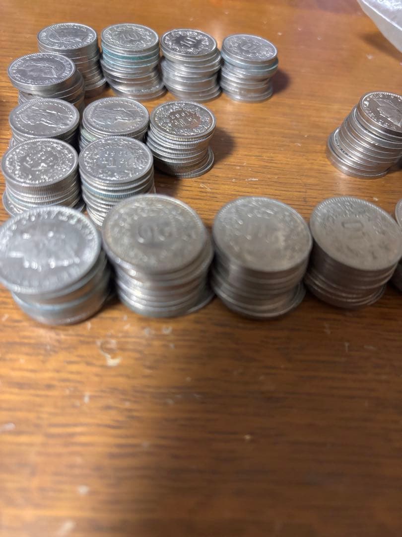 スイスフラン 銀貨  240フラン スイス 2フラン銀貨 1965年 1フラン 銀貨 1952年 美品 1/2フラン 銀貨