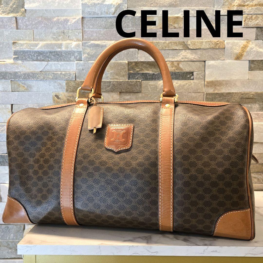 CELINE オールド セリーヌ ボストンバッグ マカダム柄 トリオンフ 鍵付き