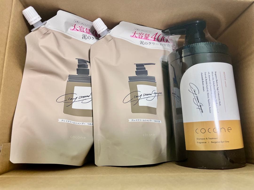 cocone クリームシャンプー 380ml + リフィル400ml 2個 cocone ココネ シャンプー クレイクリーム 詰め替え 2袋 さらさら 400g