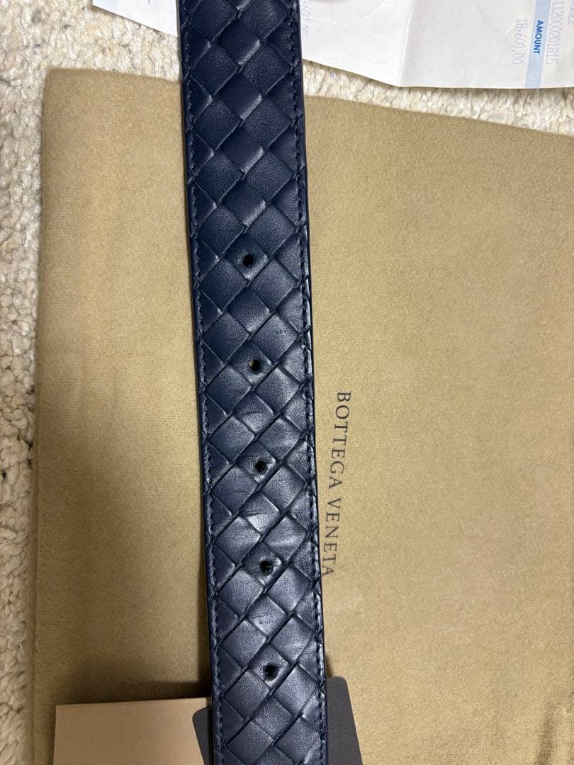 希少Bottega Veneta 編み込みレザーベルト ネイビー 95cm - メルカリ