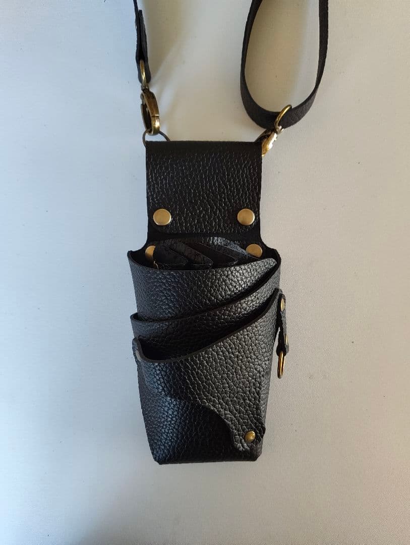 シザーケース　本革　5丁　黒