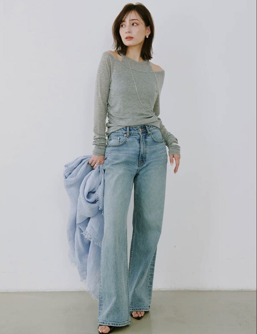 【未使用品】anuans アニュアンス ワイドレッグデニム ライトブルー 2