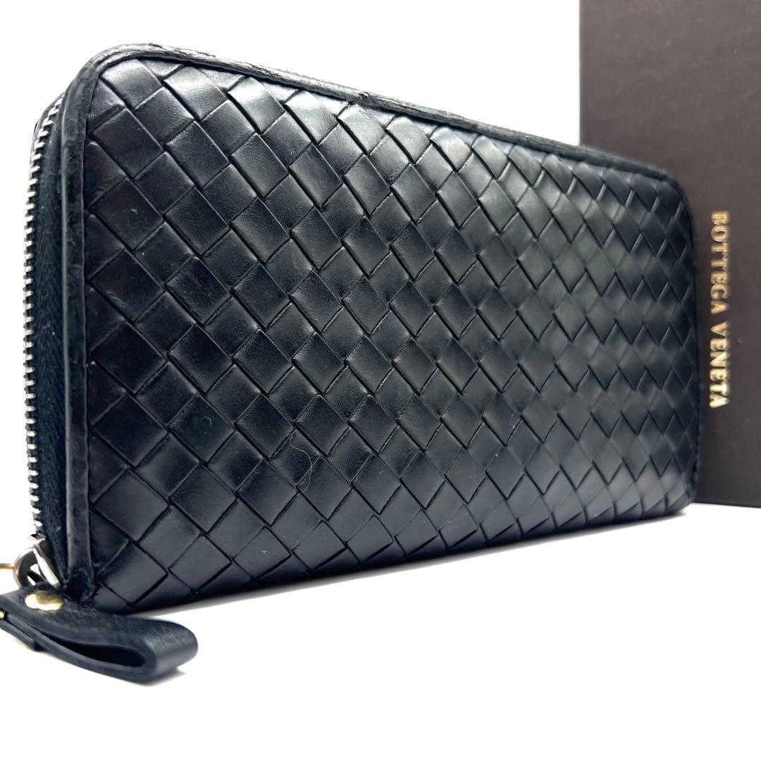 美品✨ボッテガヴェネタ レザー 長財布 イントレチャート ラウンドファスナー BOTTEGA VENETA（ボッテガ・ヴェネタ） ラウンドファスナー長財布