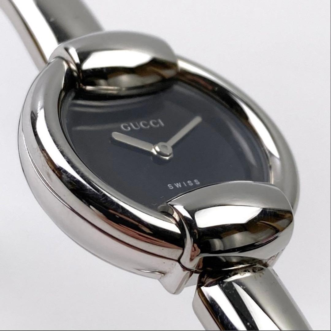 【稼働美品】GUCCI グッチ バングルウォッチ 1400L 腕時計 黒文字盤
