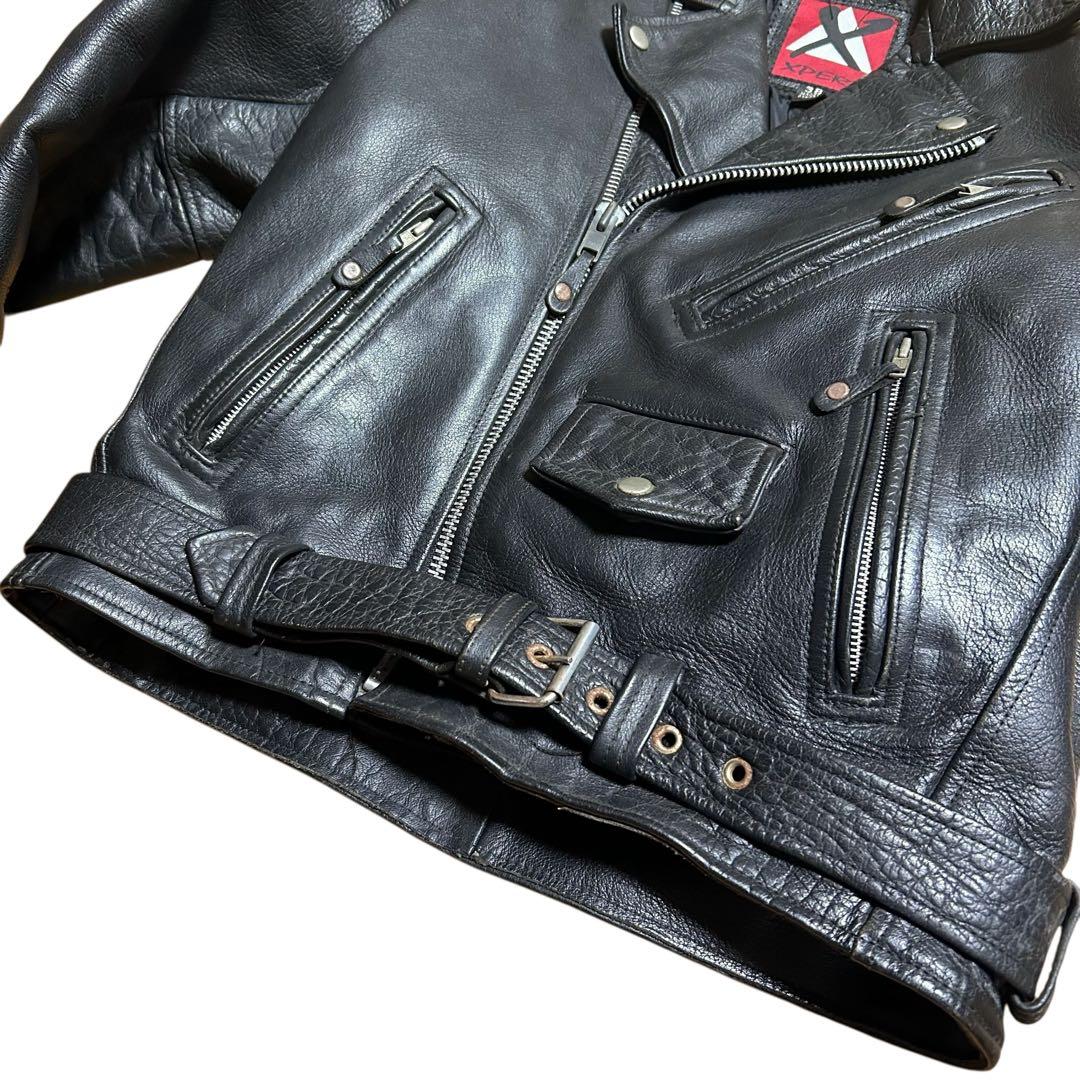 XPERT ダブルライダース レザージャケットブラック黒 キルティング 38