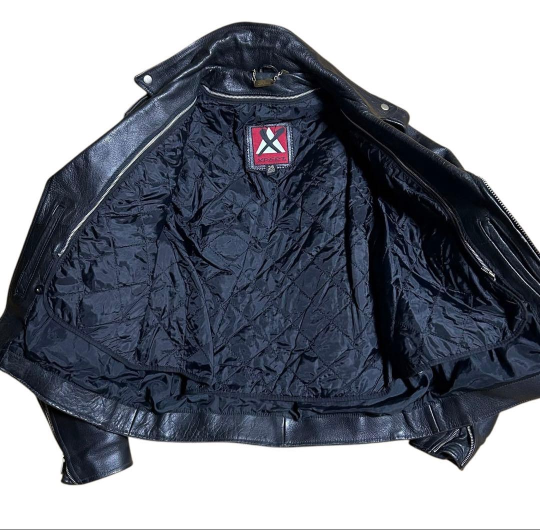 XPERT ダブルライダース レザージャケットブラック黒 キルティング 38