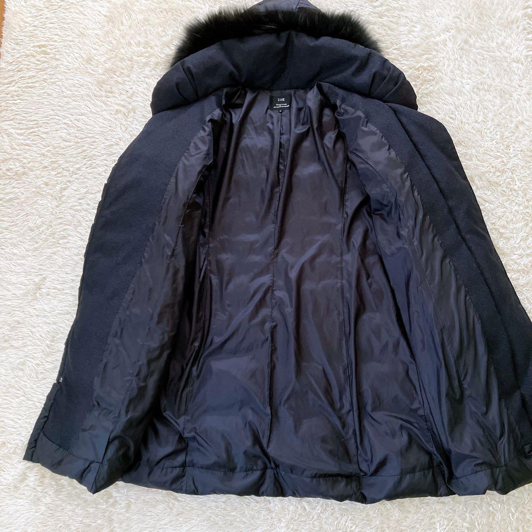 23区 大きいサイズ42 【洗える】シレータフタ ロング ダウンコート 黒