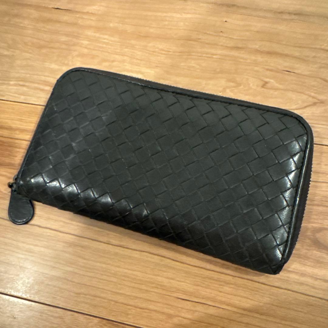 ボッテガヴェネタ　黒 レザー 長財布　ジップ ボッテガヴェネタ BOTTEGA VENETA 財布 長財布 ラウンドファスナー長