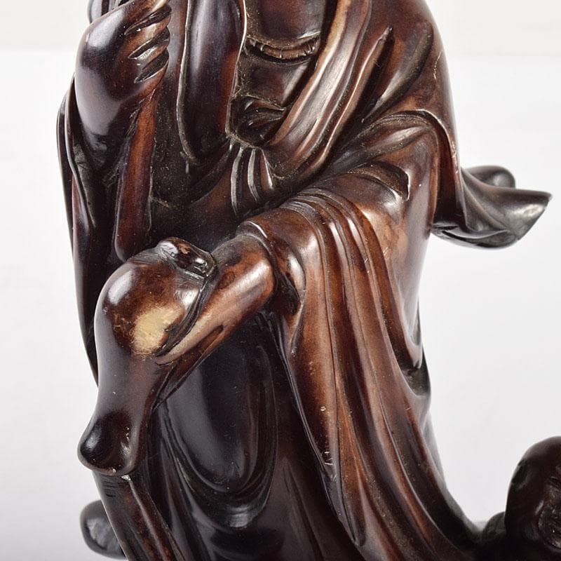 中国 玉石蝋石 唐子観音像 置物 唐木台付 M R4735 - メルカリ