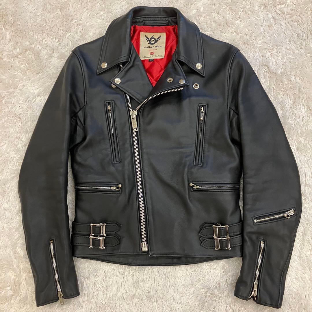 美品 希少32 英国製 666 Leather Wear ダブルライダース 黒 - メルカリ
