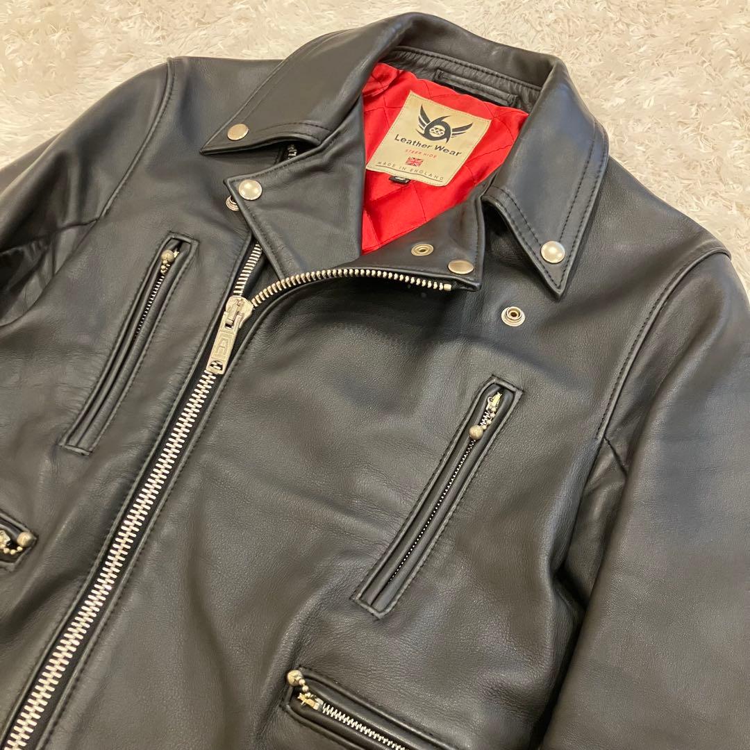 美品 希少32 英国製 666 Leather Wear ダブルライダース 黒 - メルカリ