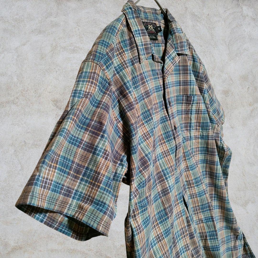 希少・初期三ツ星】90s RRL プルオーバー チェックシャツ M 半袖 美品