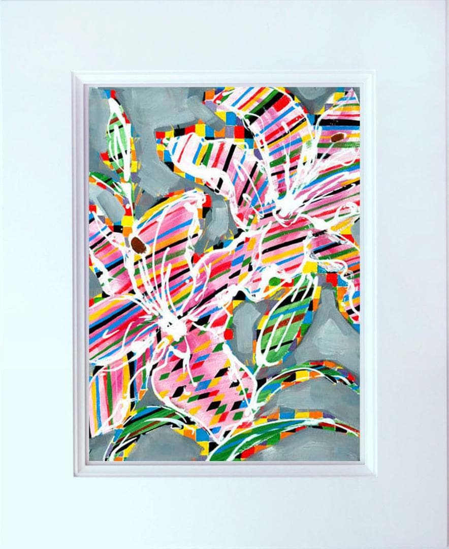 油絵 菅家令子 絵 絵画 インテリア 額付(白) uF6-064204 花 ゆり