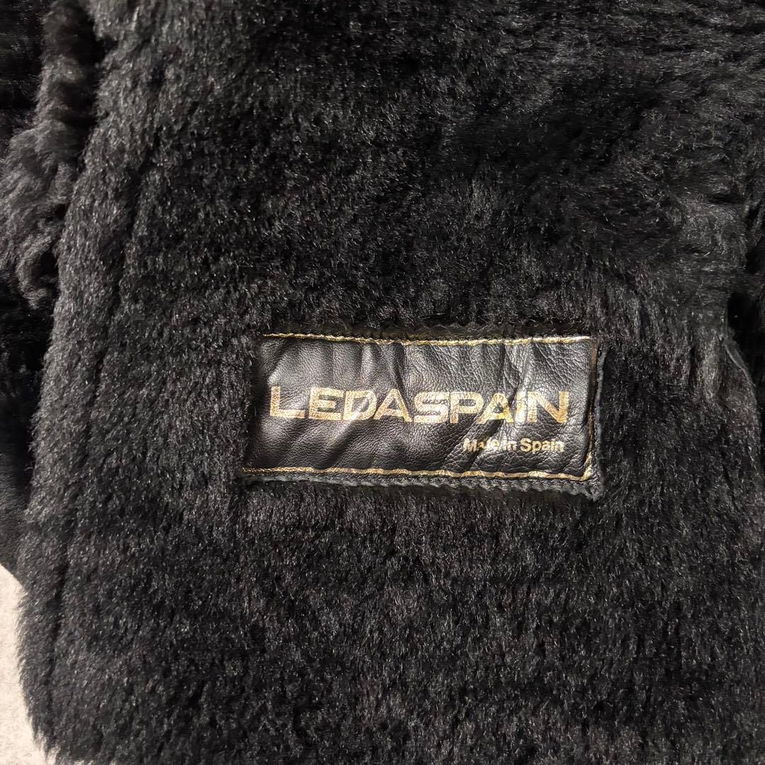 スペイン製 90s vintage 本革 ムートンコート 裏ボア 黒 アメカジ