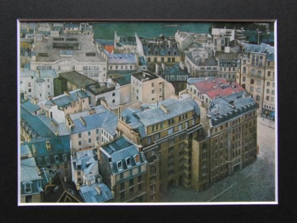 山本　知克 、河のある街、希少な額装用画集より、新品高級額、額装付、状態良好