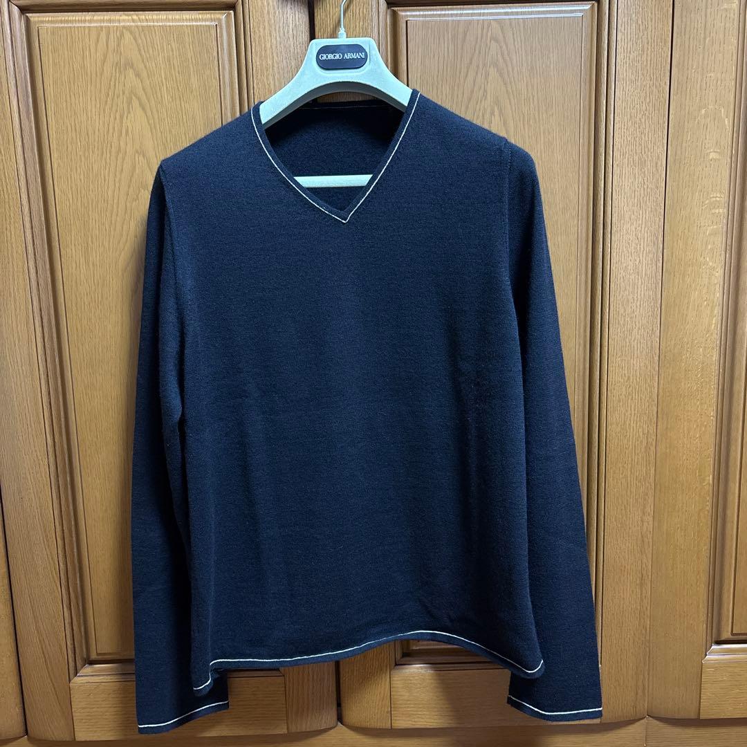 エルメスHERMESメンズカシミアと綿　混ニット　ブラックＭ