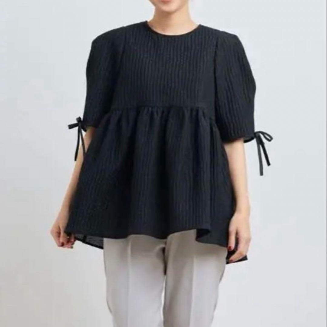 美品！yori ヨリ　フクレフレアブラウス ブラック　38