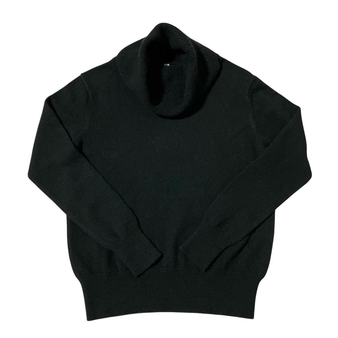 ユニクロ カシミヤ100% タートル ブラック 黒 M - メルカリ