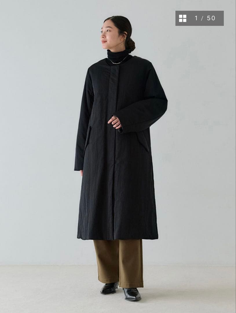 【未使用品】 crewre 2wayノーカラーパファーコート