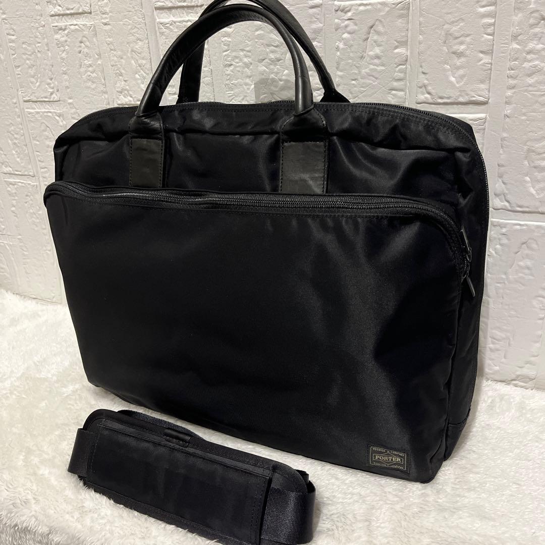 【美品】ポータータイム ビジネスバッグ 2way A4可 ブラック 吉田カバン