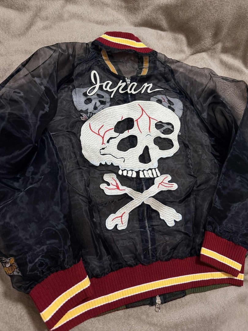 未使用 スカル vintage メッシュ生地 スカジャン unisex 美品