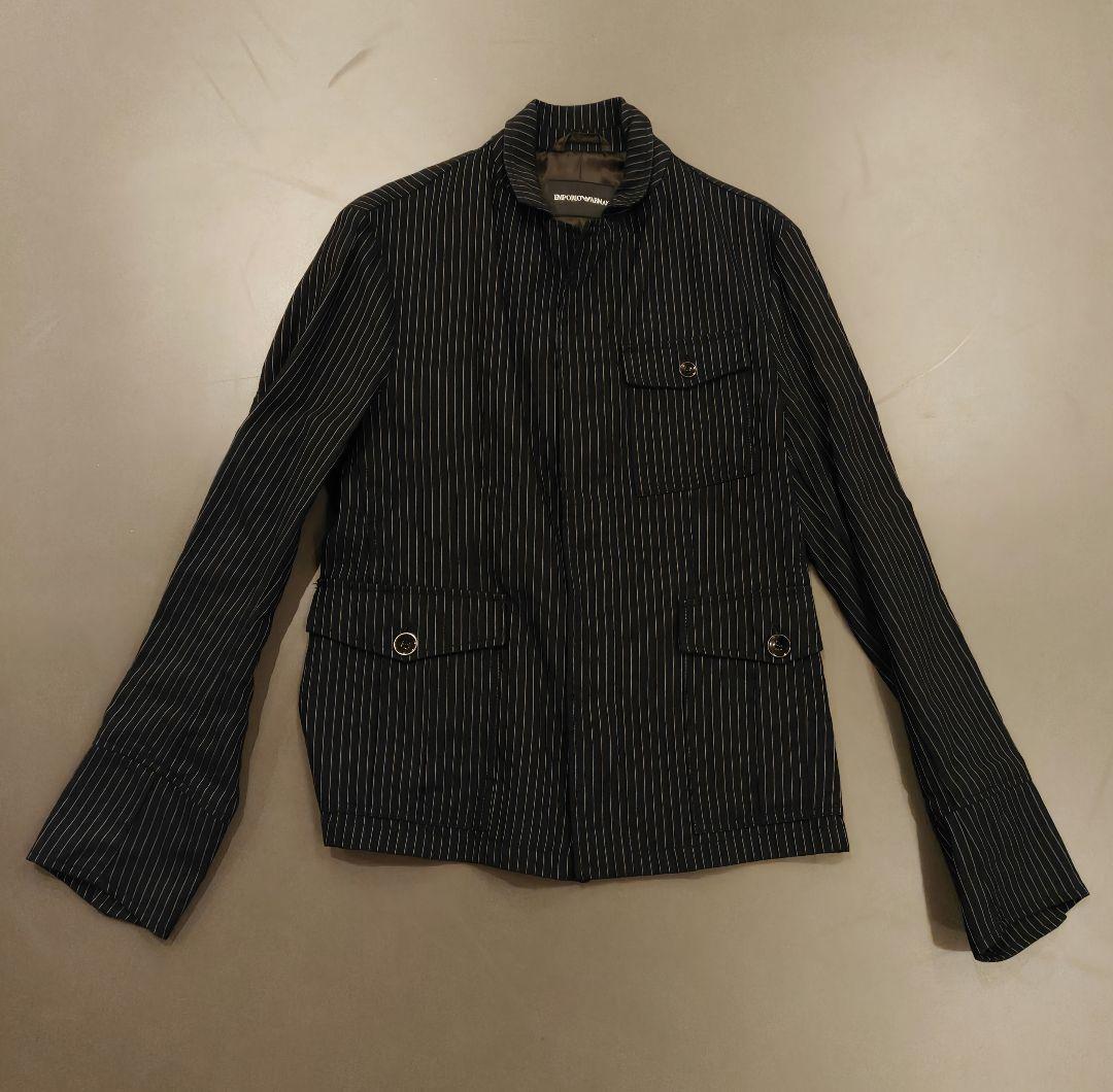 (美品) エンポリオアルマーニ シャツ ジャケット 3D ストライプ ジップ