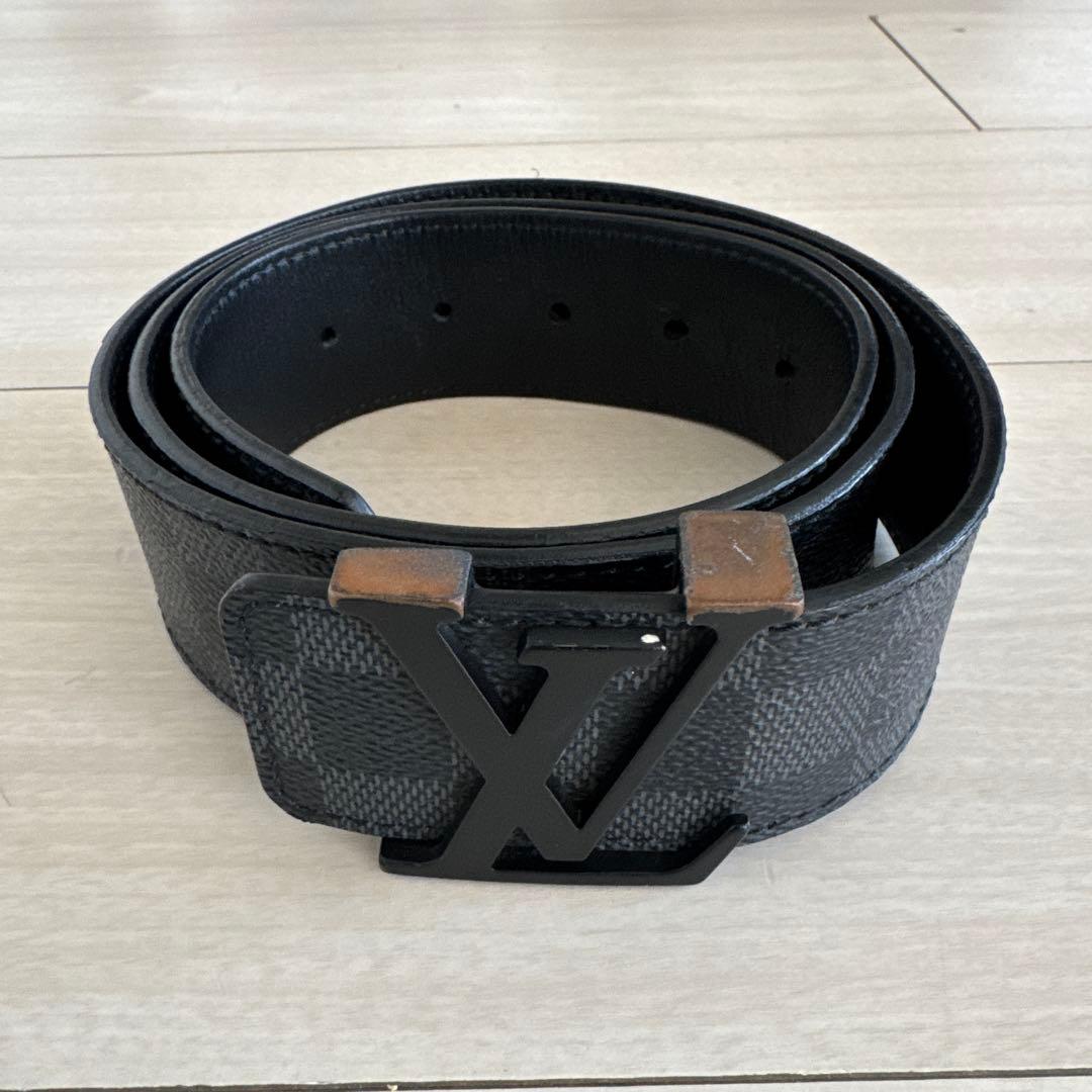 Louis Vuitton ブラック ベルト ダミエ　90cm