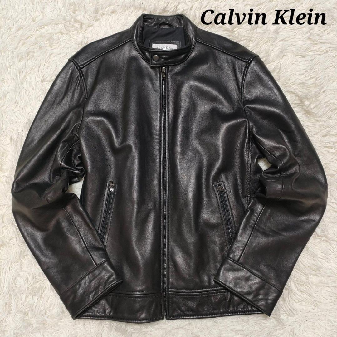 カルバンクライン シングルライダース 本革 革ジャン レザージャケット