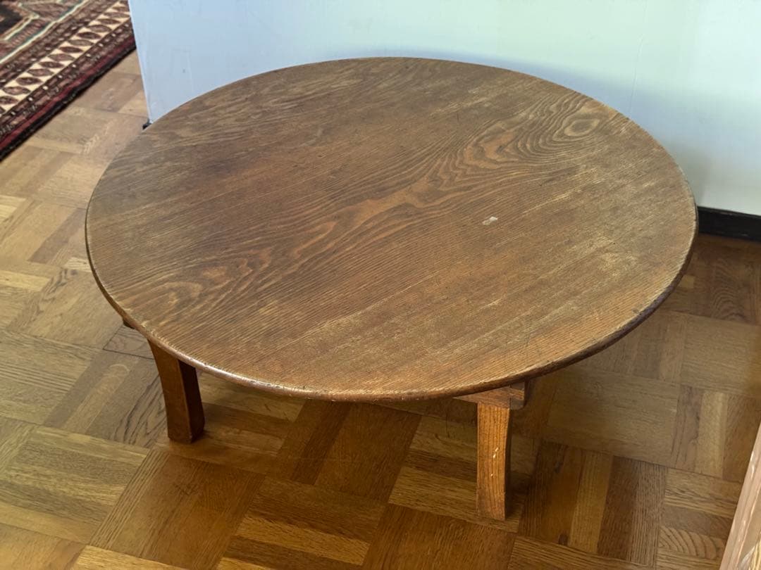 ちゃぶ台 昭和レトロ 木製 円形 ローテーブル 当時物